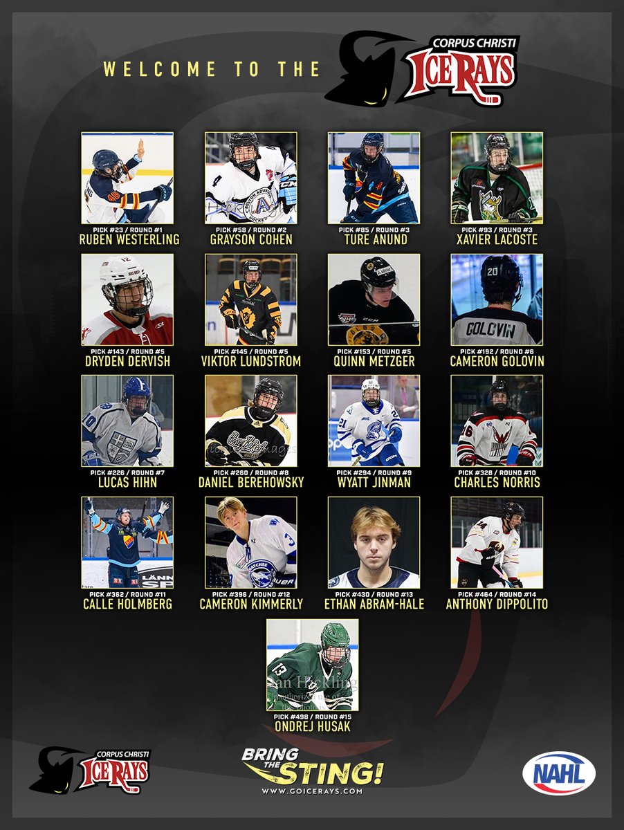 Please join us in welcoming our 2025-26 Draft Class to Corpus Christi. 

For more information on our newest players, click here: goicerays.com/icerays-announ…