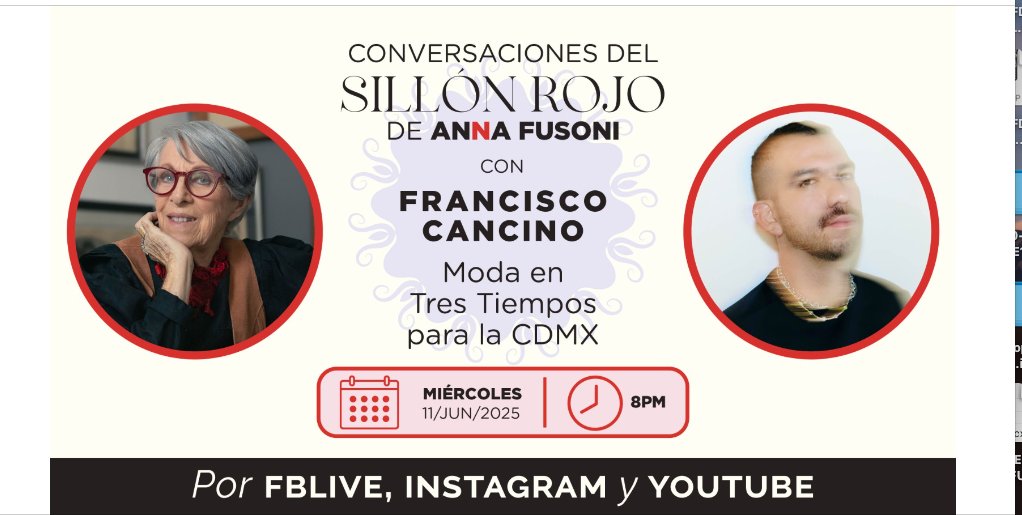 Hoy en el Sillón Rojo estará Francisco Cancino...para hablar de sus recientes colecciones y del panorama actual de la moda mexicana. Te esperamos.

facebook.com/share/1LtE28Az…