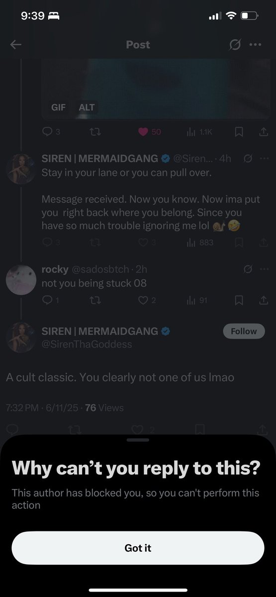 sadosbtch's tweet photo. @SirenThaGoddess @ovonyy @notcapnamerica Damn niggas getting blocked now https://t.co/TTYiVqePsB