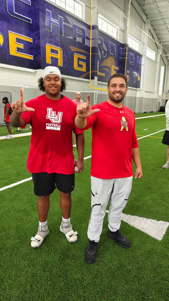 DenzelDeveraux's tweet photo. Had a great time at @LamarFootball  camp today. Thank you @CoachSpo_ for the invitation and thank you @Coach_Cannata for coaching me and helping me improve my technique as an offensive lineman. Went 4-2 on 1on1s and ran a 5.33 40yd  @DentonGuyer_FB @ReedHeim @mike_gallegos16 https://t.co/rSuQCL01cI