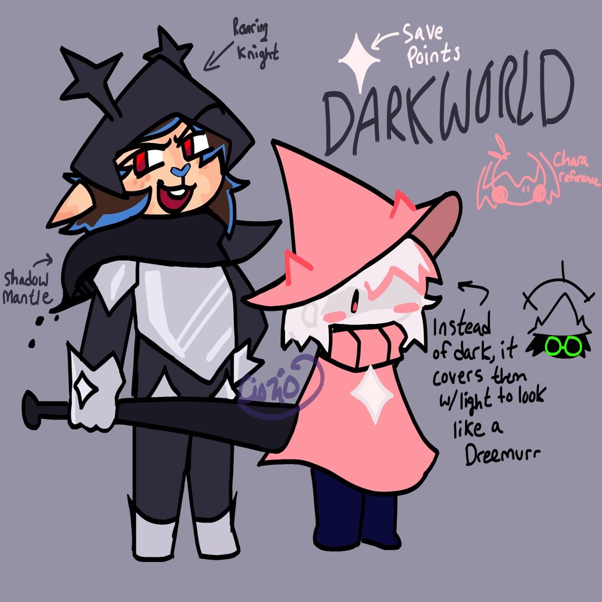 #DELTARUNE #deltarunespoilers 

Dess design !!
Plus.. dark world variant..
(Including younger Kris silly)
