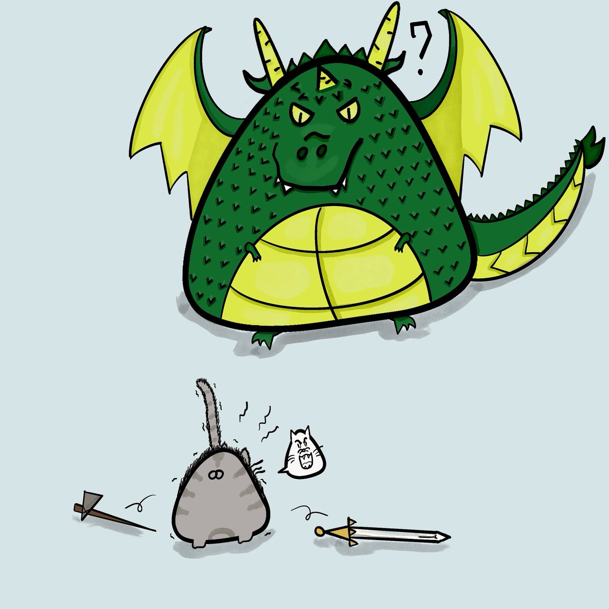 yuia_corner's tweet image. 🗡️✨ When you train for battle but forget you’re a cat.

Instead of wielding its mighty weapon, this triangle warrior chose the ultimate feline technique…
HISS and POUNCE. 🐱💢🐉

The dragon? Confused.
The sword? Decorative.
The drama? Unmatched.

#TriangleArt #CatVsDragon