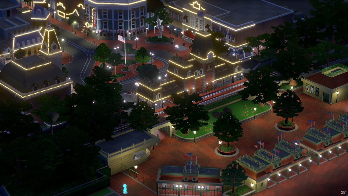 AstroTron92's tweet image. Tiny Disneyland at Night. #Disneyland #night #parkitect #themepark