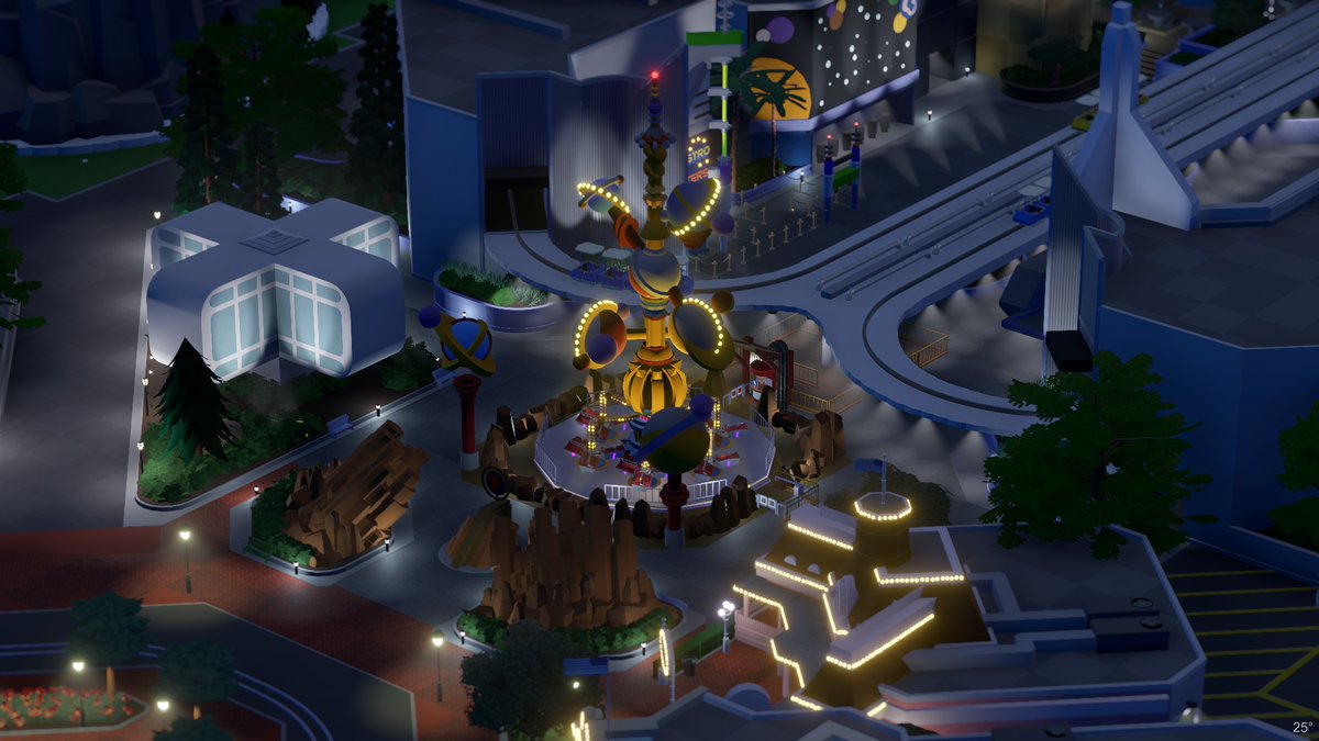 AstroTron92's tweet image. Tiny Disneyland at Night. #Disneyland #night #parkitect #themepark