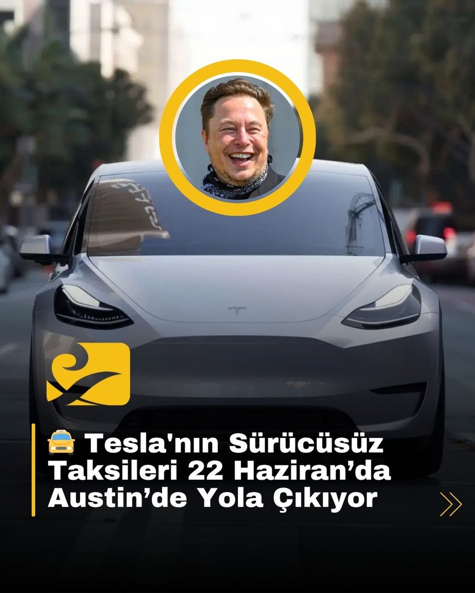 🚖 Tesla'nın Sürücüsüz Taksileri 22 Haziran’da Austin’de Yola Çıkıyor

🚖 Elon Musk duyurdu: Tesla’nın robotaksi hizmeti 22 Haziran’da Austin’de başlıyor!
🎂 İlk sürücüsüz araç teslimatı Musk’ın doğum gününe denk geliyor.
#Tesla #Robotaxi #ElonMusk #Austin #SürücüsüzAraç