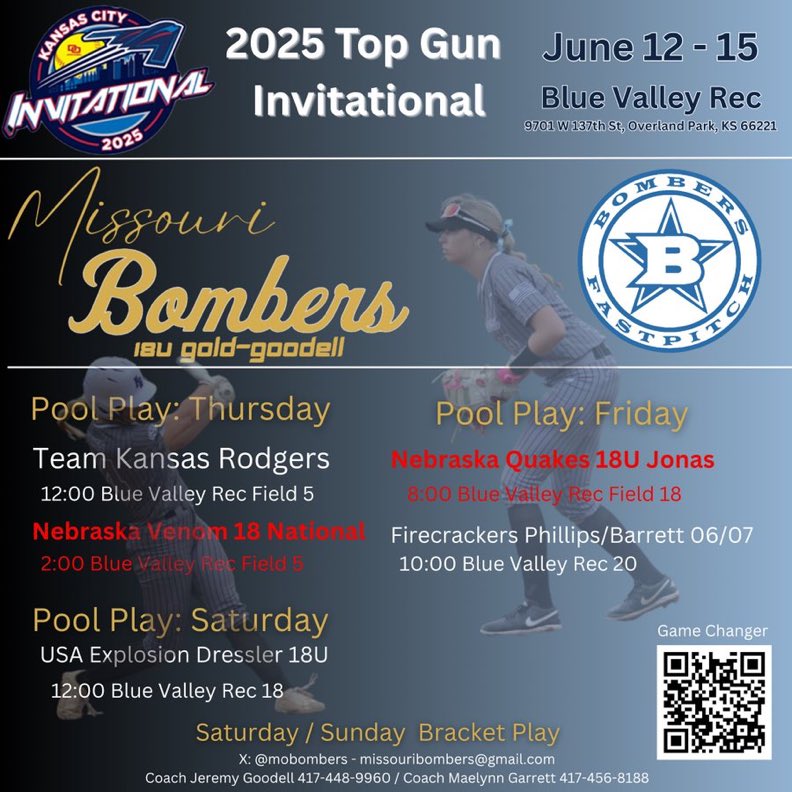 This is the schedule for this weekend! Can’t wait to get on the field!!