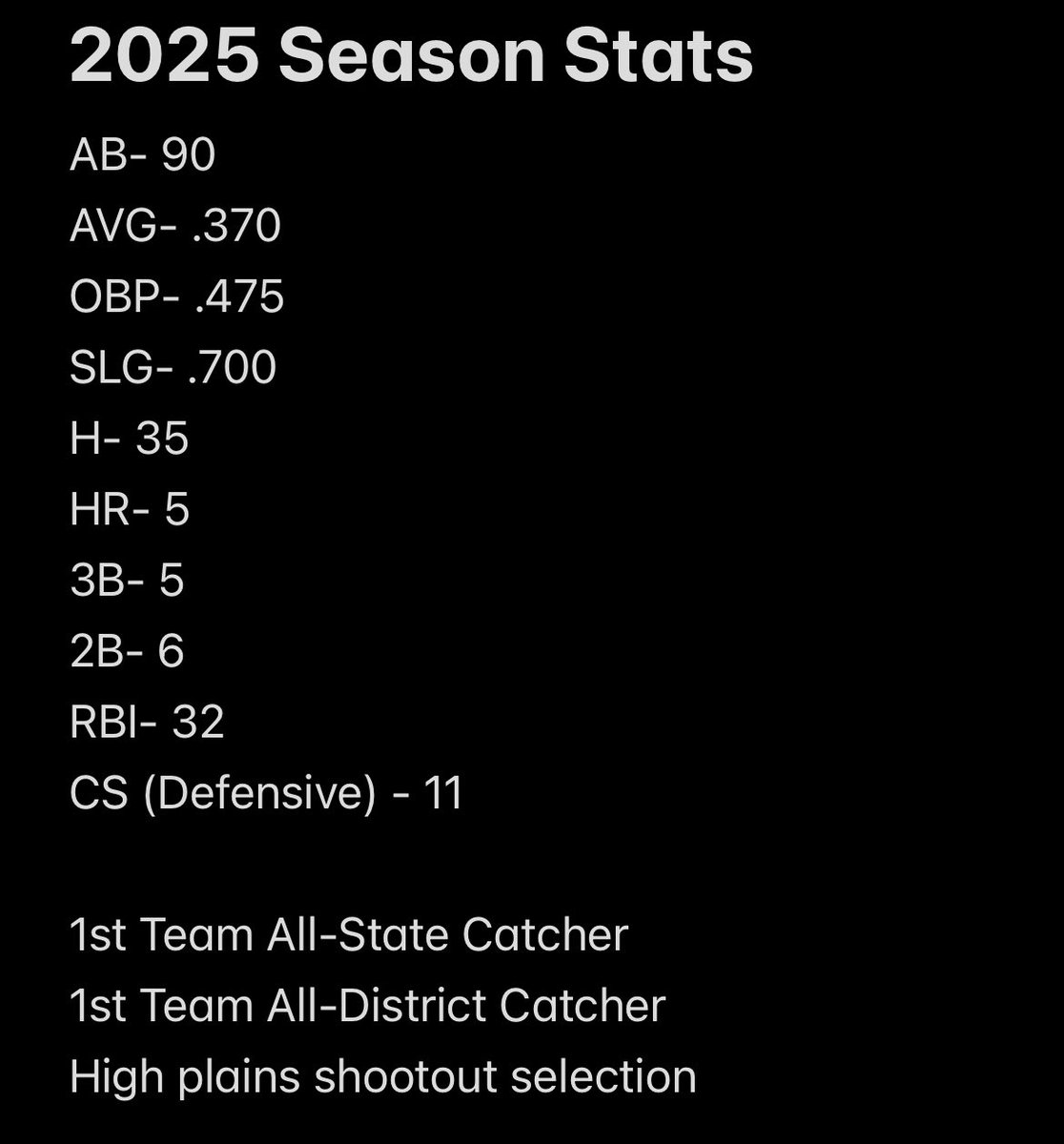 MahaneyTripp's tweet image. Junior Season Stats and Accolades @Steers_Baseball @dtigers2026
