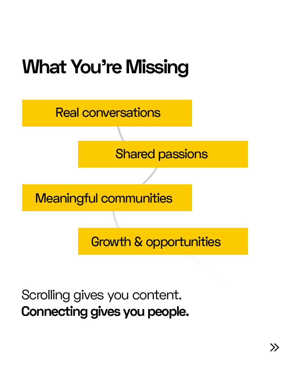 BeSocialz's tweet photo. It’s time to step out of the trap and find what you’re really missing:
✨ Real people
✨ Real conversations
✨ Real communities
BeSocialz helps you stop scrolling and start connecting! 💬

(Real world connections, Social detox, Like-minded people, Screen-free lifestyle, Brain rot)