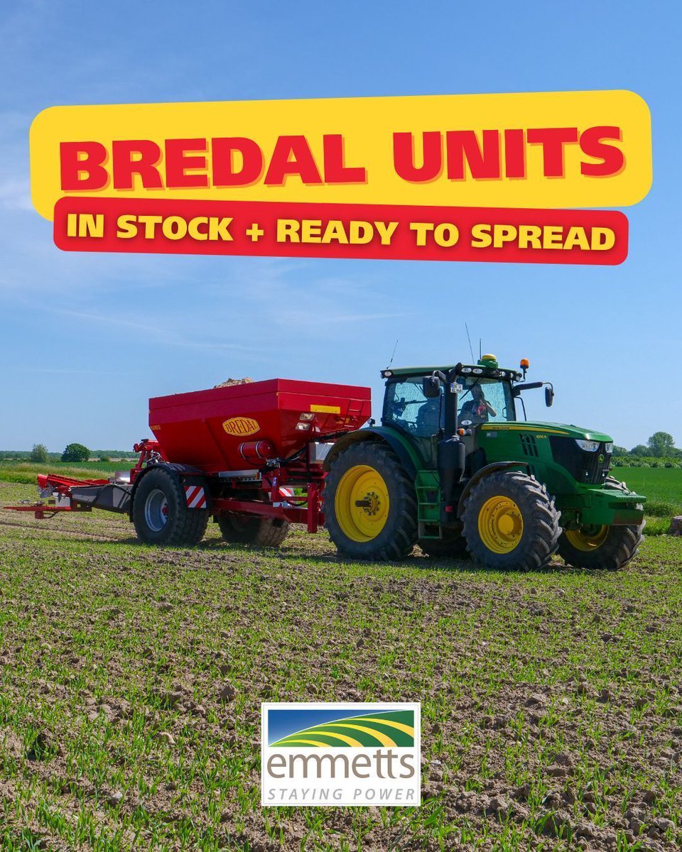 🔴🟡 Bredal Equipment Available Now! 🟡🔴

Need top-notch spreading solutions? Bredal's precision and durability make it the go-to choice for farmers. Stock is ready, so contact your local branch for more info!

#Emmetts #Bredal