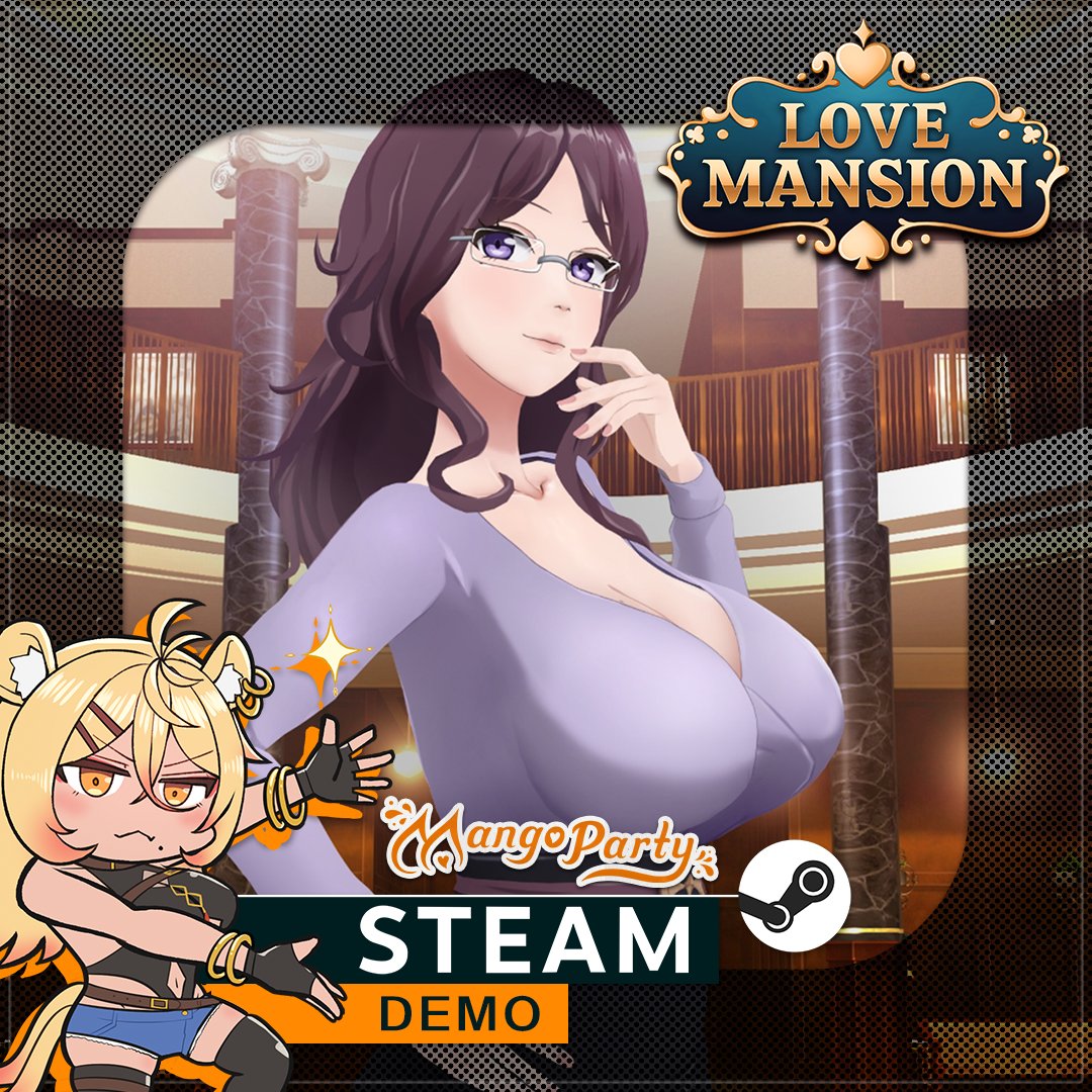 Love Mansion demo now available during Steam Next Fest June 2025 (6/9-6/16 PT)
Get ready for a steamy cohabitation with four charming women🏰

Other Demo Titles Available from Mango Party:
🦊Mirai's Midnight Stream
🍆 Isekai Sex Boutique
🍷Homebody Hostess