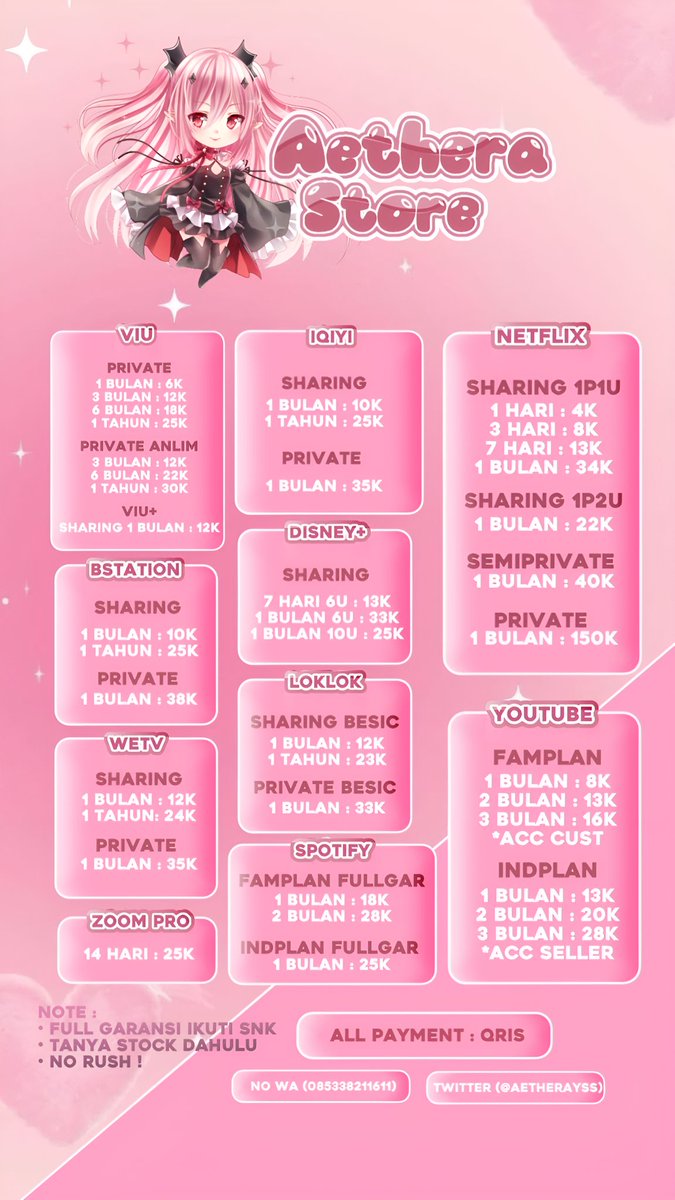 aetherayss's tweet photo. hayyie aku ready app premium murce dan full garansi. langsung proses setelah payment 🫰🏻 #zonauang #zonajajan️️ https://t.co/dgZwXAZxXJ