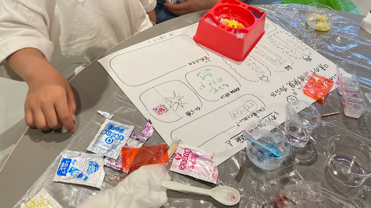 Kracie_foods's tweet photo. 参加した子どもたちは、水を加えてテクスチャーを調整しながら食感を確かめたり、フレーバーパウダーを組み合わせて香りや色の変化を観察したり、五感をフルに使って、オリジナルの商品を作りました🏆

どんな商品が出来上がったのかな？

次回の開催予定は決まり次第お知らせするので、お楽しみに！ https://t.co/qshrCRx2Rk