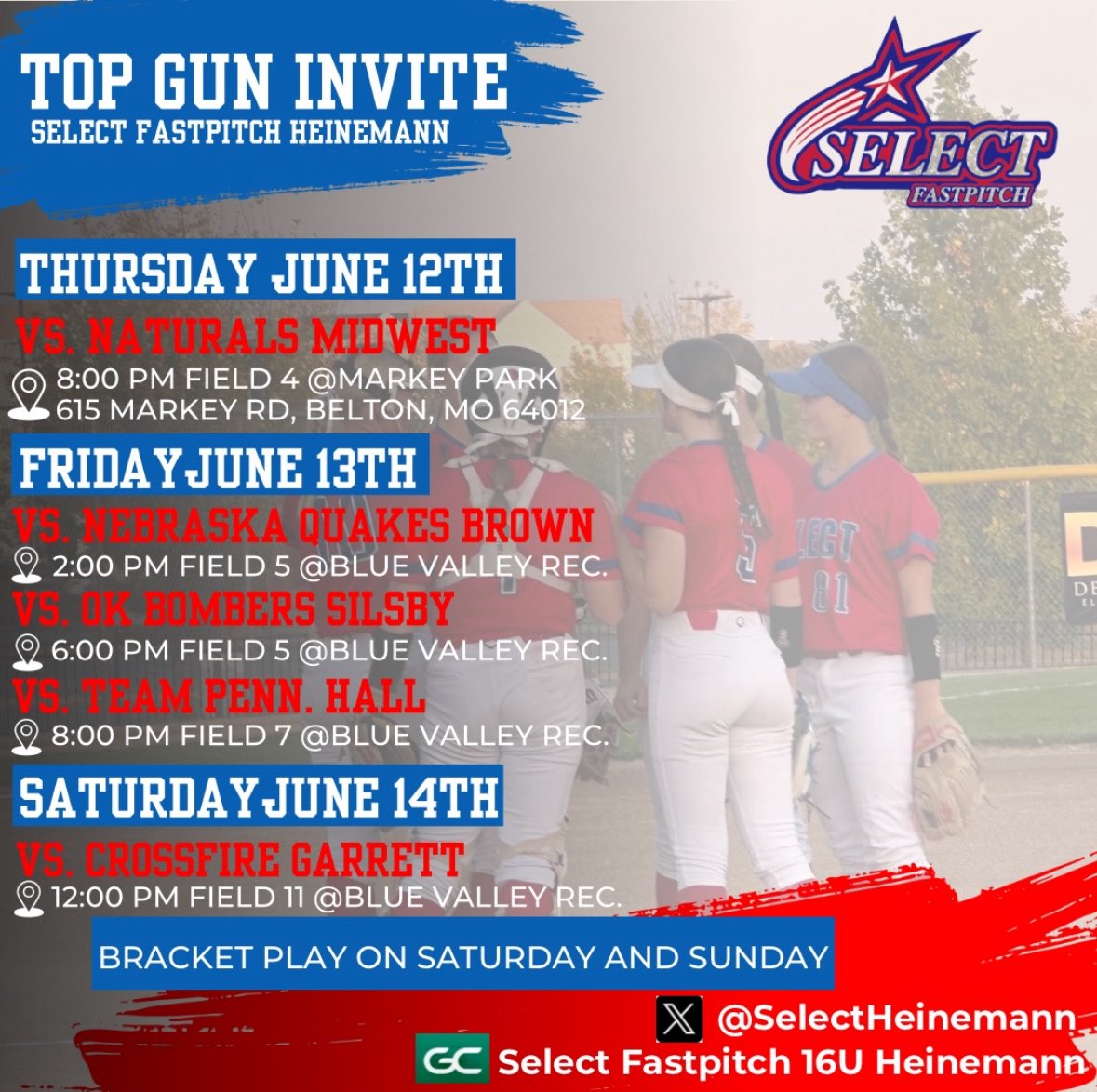 Thank you to all the coaches that were at the combine today at Top Tier! Here is my schedule for the weekend! I hope you can make it out to watch‼️‼️

<a href="/SelectHeinemann/">Select Fastpitch 16u Heinemann</a> <a href="/ejonesrockchalk/">Eric Jones - Select Fastpitch</a> <a href="/UNDsoftball/">North Dakota Softball</a> <a href="/coach_heard/">Mike Heard</a> <a href="/emma_raabe/">Emma Raabe</a> <a href="/CoachBredbenner/">Kristi Bredbenner</a> <a href="/kasey_grif/">Kasey Griffith</a>