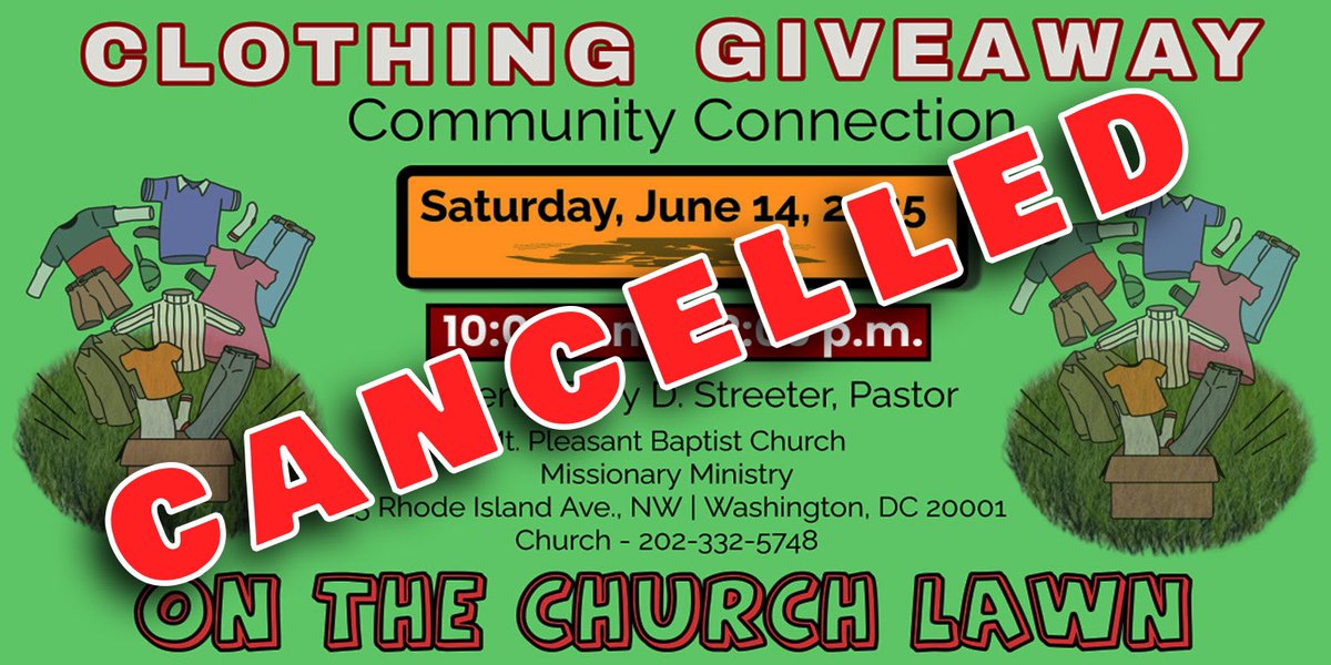 🚨CLOTHING GIVEAWAY (CANCELLED)‼️

🚨NO EVENT THIS WEEKEND JUNE 14th‼️