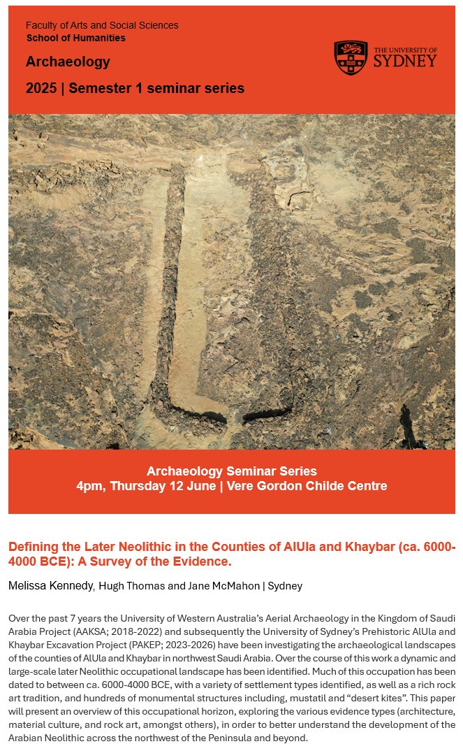 Sorry for the late notice, but if you are interested in hearing about our results in AlUla/Khaybar, Saudi Arabia- you can watch this on zoom in a few hours. Today(12/6) at 4pm Sydney/9am Saudi/7am UK. Zoom here: uni-sydney.zoom.us/j/89955174801