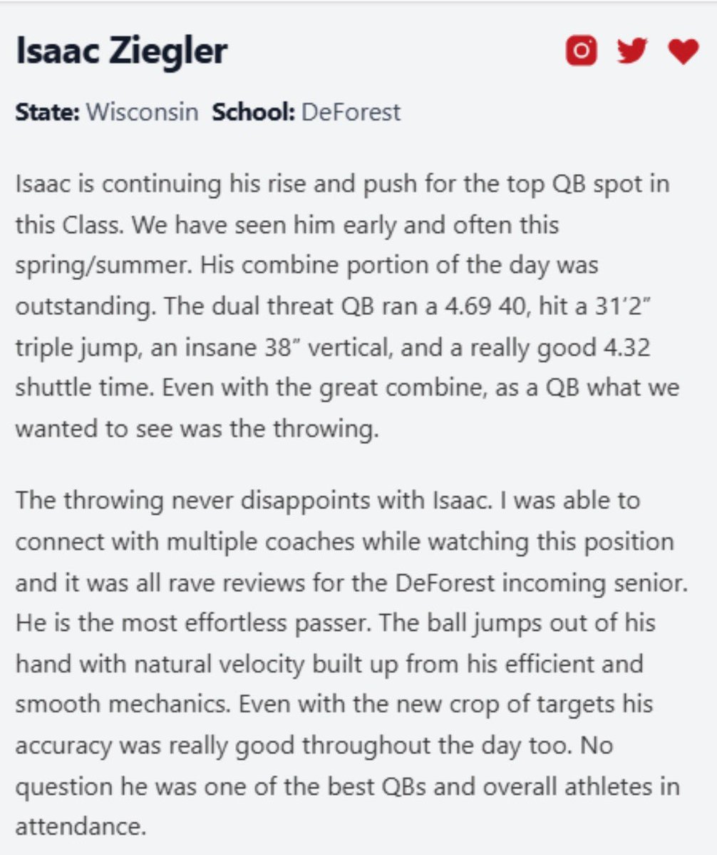 isaaczieglerqb's tweet image. Thank you for the write up @MJ_NFLDraft & @PrepRedzoneWI. The thoughtful words are always appreciated! 🙏🏻
@AllenTrieu
@247Sports
@B19Kamrath