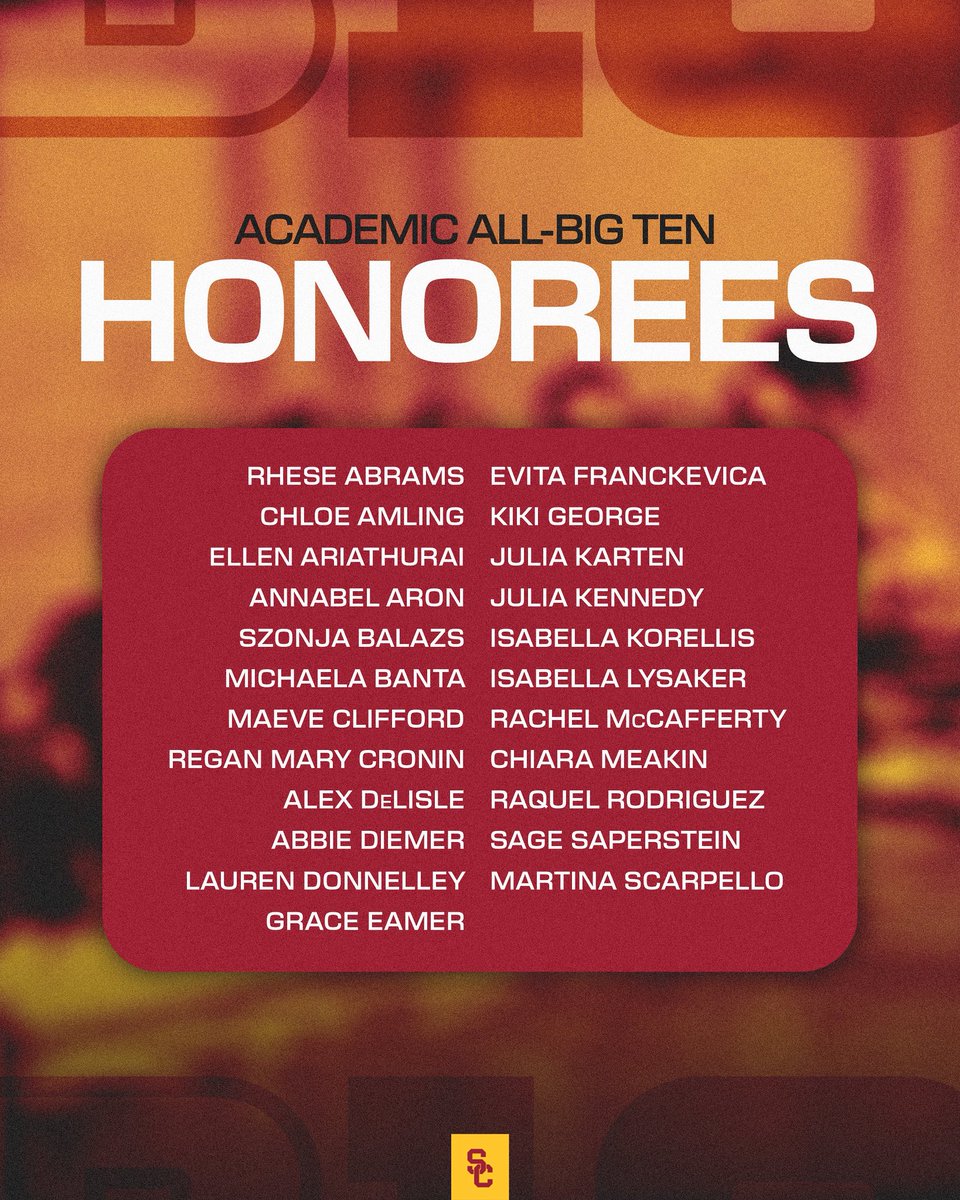 Our Trojans work hard on the water AND in the classroom! 💪🏼📓
Congrats to our 2️⃣3️⃣ Spring Academic All-Big Ten honorees!
#FightOn ✌️ 𝗧𝗛𝗘 𝗣𝙇𝘼𝗖𝗘 𝗧𝗢 𝗕𝗘.
