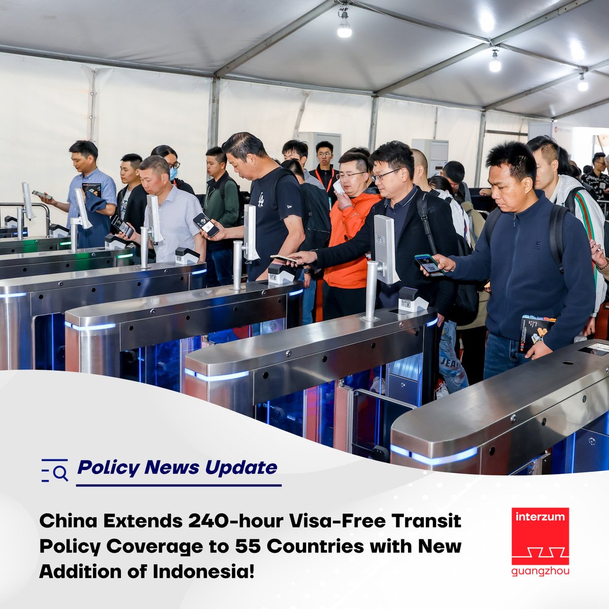 🌏 Policy News Update: China Extends 240-hour Visa-Free Transit Policy Coverage to 55 Countries with New Addition of Indonesia!

🛫View the full list (source from NIA of China): nia.gov.cn/n897453/c17229…

Exhibit interzum guangzhou 2026: interzum-guangzhou.com/about/18.html?…