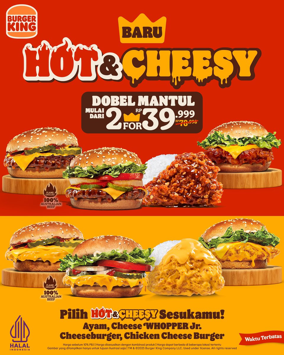 Ada yang baru lagi di Burger King! HOT &amp; CHEESY, panggilan buat kamu pecinta rasa pedas &amp; Cheesy Lovers sejati, wajib cobain menu baru Burger King yang satu ini.