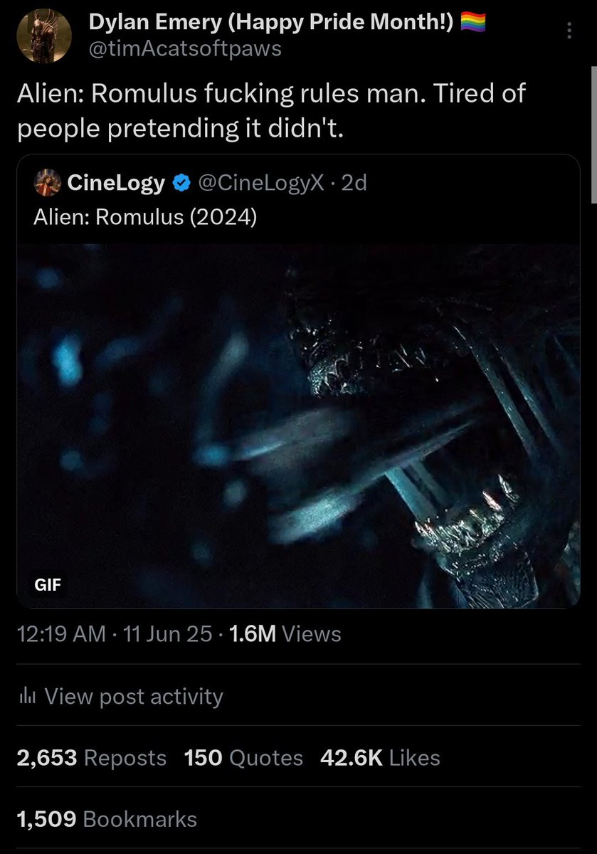 So these are my two biggest tweets ever. Kinda happy that it's for Prey and Romulus.