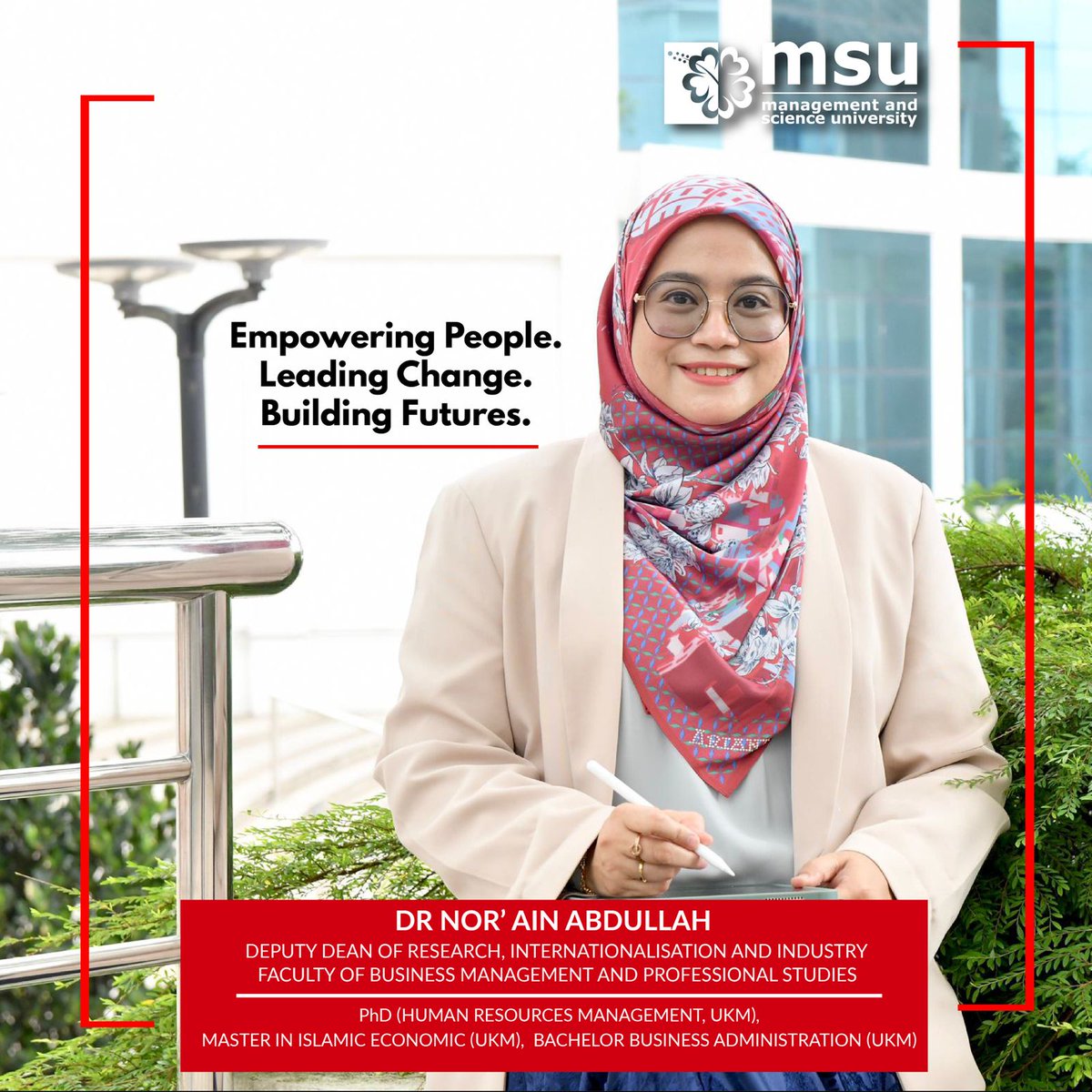 MSUmalaysia.research (@researchmsu) on Twitter photo 🔍 Shaping Strategic Thinkers of Tomorrow
Dr. Nor 'Ain Abdullah is dedicated to driving global partnerships, pioneering impactful research, and shaping tomorrow’s industry-ready leaders.
📩 Reach out: rmc@msu.edu.my
#researchreachyou
<a href="/MSUmalaysia/">🌺 MSU Malaysia</a> <a href="/MSUmalaysiaFBMP/">MSUmalaysia.FBMP</a> 🔍 Shaping Strategic Thinkers of Tomorrow
Dr. Nor 'Ain Abdullah is dedicated to driving global partnerships, pioneering impactful research, and shaping tomorrow’s industry-ready leaders.
📩 Reach out: rmc@msu.edu.my
#researchreachyou
<a href="/MSUmalaysia/">🌺 MSU Malaysia</a> <a href="/MSUmalaysiaFBMP/">MSUmalaysia.FBMP</a>