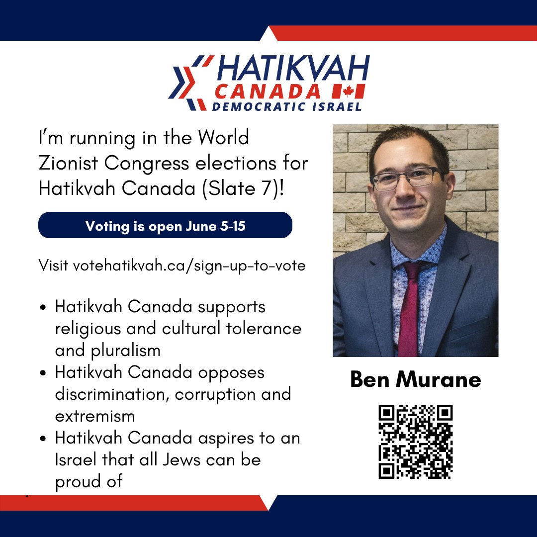 I'm running on the Hatikva slate in the Canadian elections of the World Zionist Congress. What's this all about? Basically, money. Billions of dollars that we can prevent from going to illegal settlements, gender segregation, and worse. Vote here: votehatikvah.ca/sign-up-to-vot…