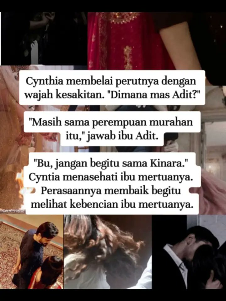 NovelKBMApp's tweet photo. Cynthia membelai perutnya dengan wajah kesakitan. "Dimana mas Adit?"

"Masih sama perempuan murahan itu," jawab ibu Adit.

"Bu, jangan begitu sama Kinara." Cyntia menasehati ibu mertuanya. Perasaannya membaik begitu melihat kebencian ibu mertuanya. https://t.co/IYMLjsBcg3