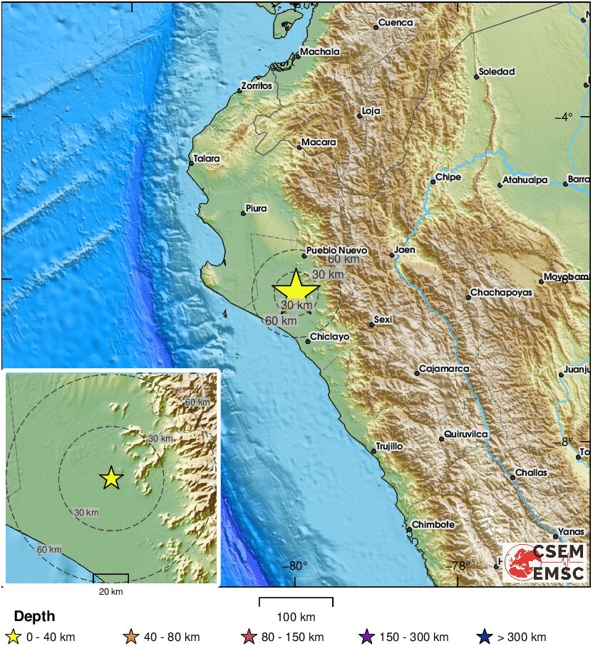 LastQuake's tweet photo. @SismoDetector #Earthquake (#sismo) confirmed by seismic data.⚠Preliminary info: M5.1 || 30 km W of #Motupe (#Peru) || 12 min ago (local time 22:36:10). Follow the thread for the updates👇 https://t.co/T7LbbmR37c