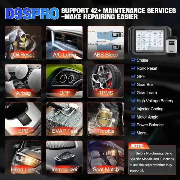 vipprogrammer_'s tweet image. #D9SPro automotive Full system Fault detector supports 42 common special functions such as throttle adaptation, ABS bleeding, service light reset, EPB test, SAS calibration, BMS reset, injector coding, DPF regeneration, and TPMS reset.
#carrepair #carprogrammer #ecufixtool