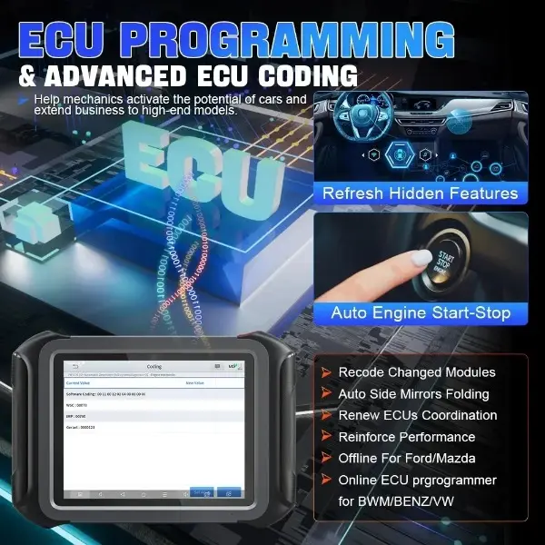 vipprogrammer_'s tweet image. #D9SPro automotive Full system Fault detector supports 42 common special functions such as throttle adaptation, ABS bleeding, service light reset, EPB test, SAS calibration, BMS reset, injector coding, DPF regeneration, and TPMS reset.
#carrepair #carprogrammer #ecufixtool