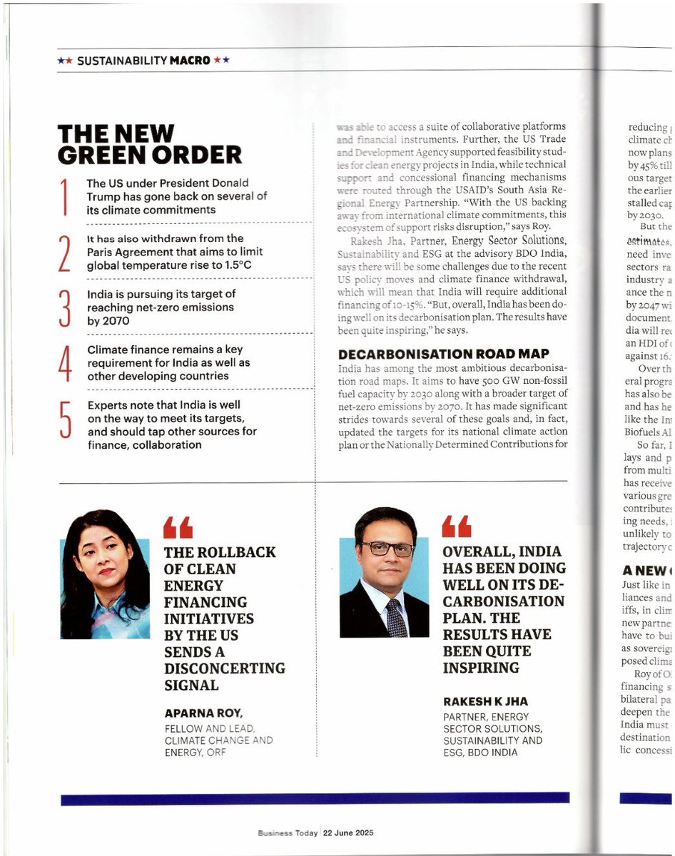 Aparna Roy (@aparna_r1) on Twitter photo What does #UnitedStates stepping back from #climateaction mean for #India & the Global South? In my interview with <a href="/business_today/">Business Today</a> , I discuss the changing #ClimateFinance landscape—& why #India must lead with #resilience.
This <a href="/business_today/">Business Today</a> issue has special focus on how What does #UnitedStates stepping back from #climateaction mean for #India & the Global South? In my interview with <a href="/business_today/">Business Today</a> , I discuss the changing #ClimateFinance landscape—& why #India must lead with #resilience.
This <a href="/business_today/">Business Today</a> issue has special focus on how