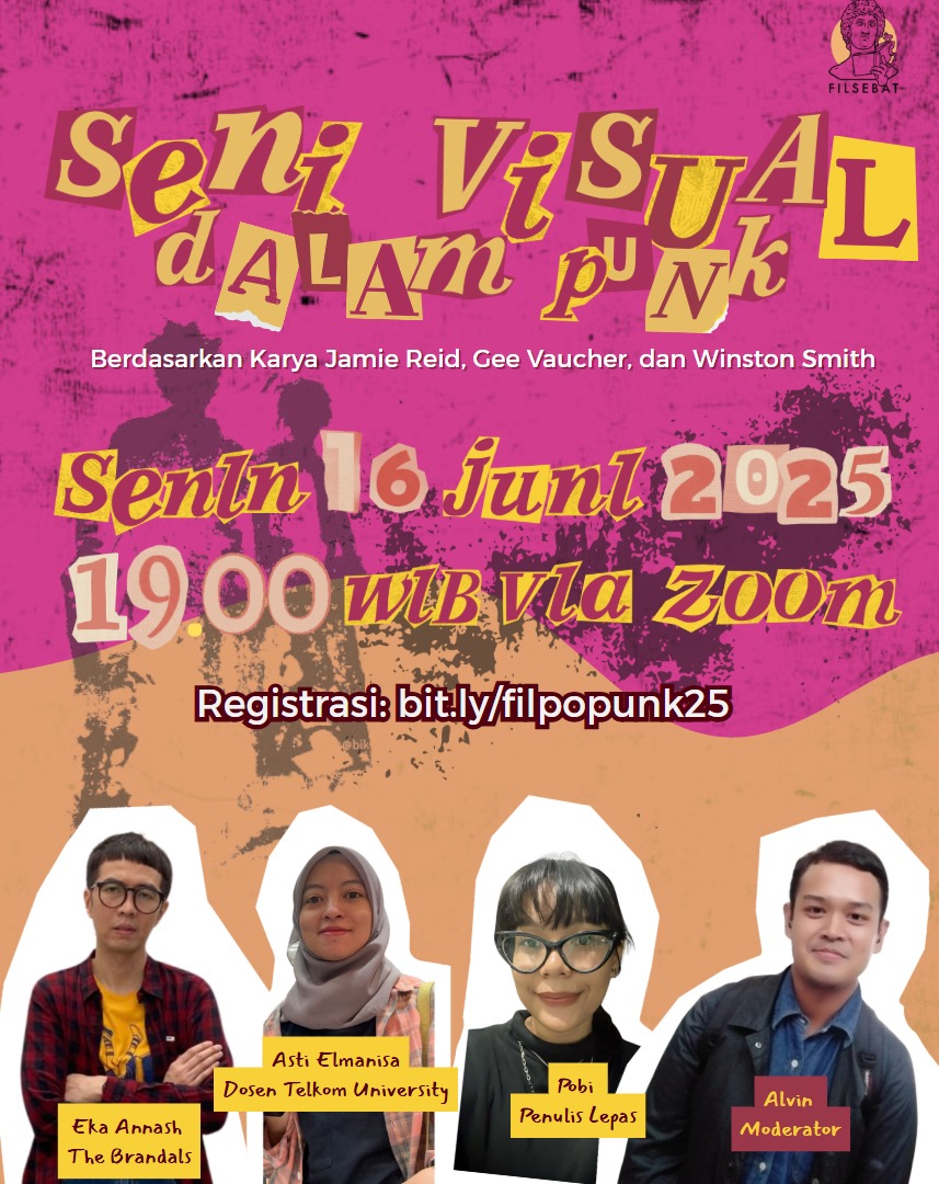 Guys kalian masih inget kita pernah bahas tentang seni visual punk? 😉

Nah Senin 16 Juni 2025 jam 19 WIB kita mau ngobrolin ini bareng narsum-narsum keren nih, registrasi di sini ya: bit.ly/filpopunk25

Kita bakal kenalan sama Jamie Reid, Gee Vaucher, dan Winston Smith 😊