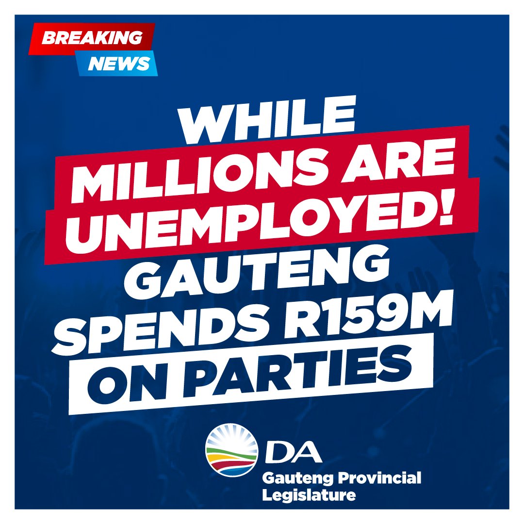 💸 Gauteng blows R159 million on parties while people starve
📅 Over 8 years, the Department of Sports, Arts, Culture and Recreation spent millions on Human Rights Day, Youth Day, Heritage Day 
#DA_GPL #WastefulSpending #Unemployment <a href="/kingsoljr/">kingsol chabalala</a>

Read more: open.substack.com/pub/dagpl/p/ga…