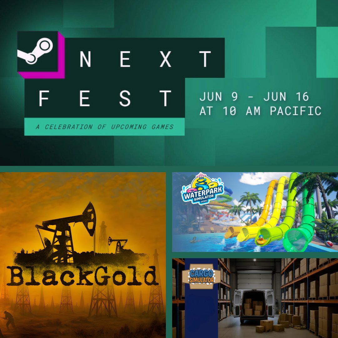 ModicaMedia's tweet photo. Wassabi Everyone! Here are the demos I will be covering Thursday, June 12th at 1 PM  PST:

#blackgoldgame
#waterparksimulator
#cargosimulator

Ways to watch:
https://t.co/JkTio5snQX
https://t.co/xb2IflfQ6l - Vertical
https://t.co/KMioevhipS

-Silvershade

#steam #steamnextfest https://t.co/BcS88o3Kr8