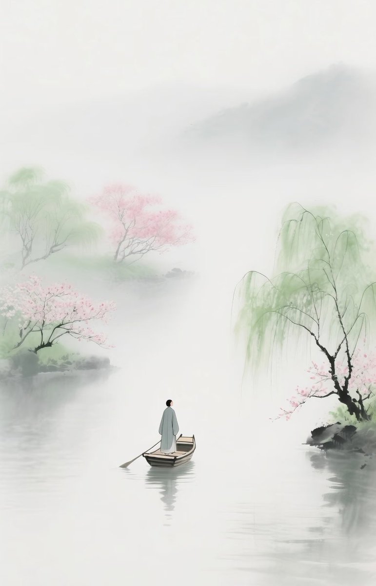 一棹春风一叶舟，一纶茧缕一轻钩，⛵
花满渚，酒满瓯，万顷波中得自由。🌿