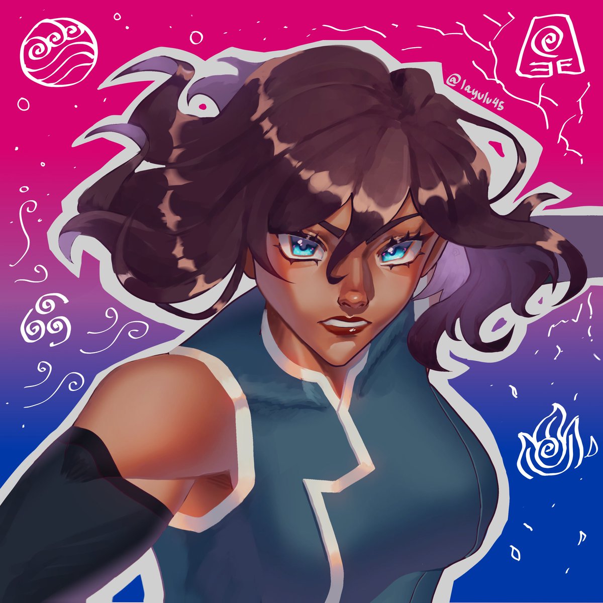 layulu45's tweet photo. 💙🌀PRIDE COLOR WHEEL CHALLENGE: BLUE 🌀💙

here's korra for 💙!! looking up references from the show and on pinterest made me appreciate just how cool she looks and is?! 😩 might get into tlok.. 🤔

who should i draw next for 💚?

🔁 retweet this post with your suggestions! https://t.co/iQ5QVAvAYk