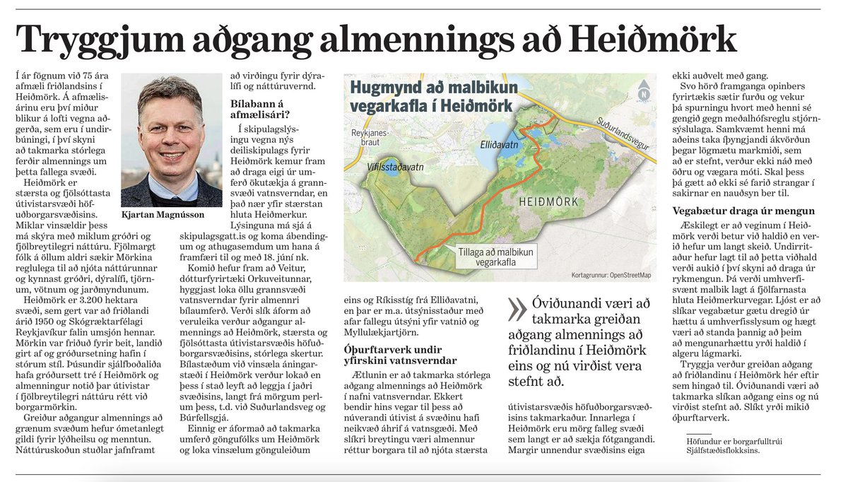 Greiður  aðgangur almennings að grænum svæðum hefur ómetanlegt gildi fyrir lýðheilsu og menntun. Tryggja verður greiðan aðgang að friðlandinu í Heiðmörk hér eftir sem hingað til.
xd.is/2025/06/02/try…