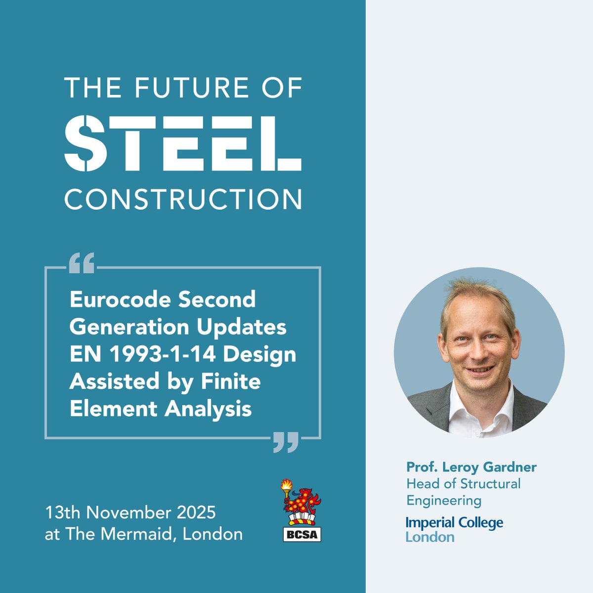 Changes to the Second Generation Eurocodes are coming!
Join <a href="/LeroyGardner10/">Leroy Gardner</a> <a href="/imperialcollege/">Imperial College London</a> at The Future of Steel Construction to learn about updates to EN 1993-1-14 Design Assisted by Finite Element Analysis.
Don’t miss out—register now! ow.ly/oAU350W6a4l #TFoSC