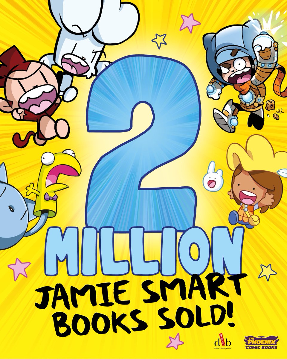 DFB_storyhouse's tweet image. 📯It's official... Jamie Smart has sold over ✨TWO✨MILLION✨BOOKS!✨🥳🥳
Thank you to all the amazing booksellers, libraries, teachers, & families who share Jamie's books🎉🎉
@jamiefumboo
@jodieho31
@phoenixcomicuk
