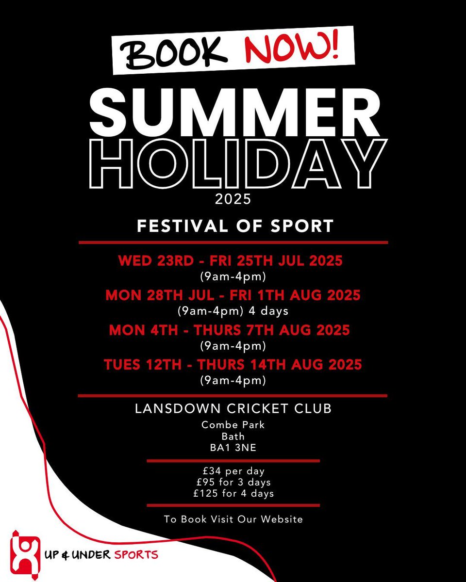 Up & Under Sports (@upandundersport) on Twitter photo Lansdown Festival of Sport is BACK this Summer! โ๏ธ๐
With 4 amazing weeks to choose from, there's something for every young athlete!
๐
23โ25 July (WedโFri)
28 Julyโ1 Aug (MonโFri)
4โ7 Aug (MonโThurs)
12โ14 Aug (TuesโThurs)
Spaces fill fast โ donโt miss out!
#UpAndUnderSports Lansdown Festival of Sport is BACK this Summer! โ๏ธ๐
With 4 amazing weeks to choose from, there's something for every young athlete!
๐
23โ25 July (WedโFri)
28 Julyโ1 Aug (MonโFri)
4โ7 Aug (MonโThurs)
12โ14 Aug (TuesโThurs)
Spaces fill fast โ donโt miss out!
#UpAndUnderSports