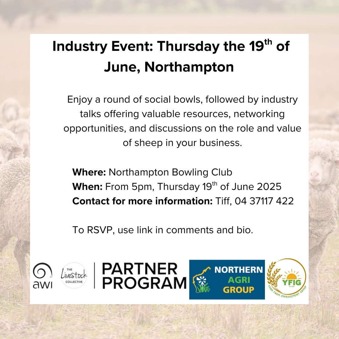 Join us in Northampton for a sheep-focused catch-up — a great way to celebrate the end of seeding and connect with fellow growers from across the region!

RSVP link here: wkf.ms/3C1rZLg