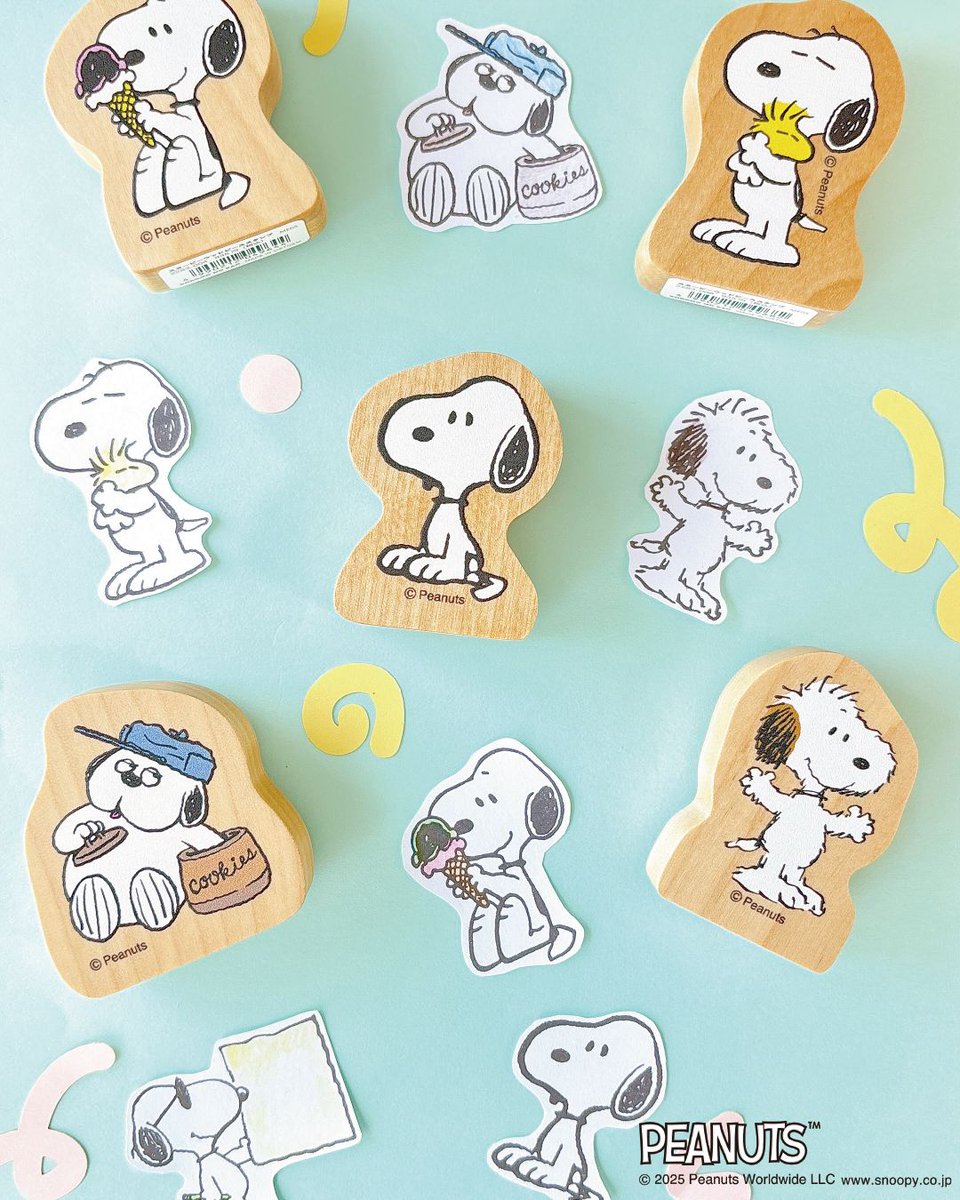 スヌーピーのダイカット木製スタンプが登場！
絵柄は全部で12柄あります。
ノートや手帳に押して、色鉛筆で色を塗れば誰でも簡単にピーナッツの世界観を再現できます。
6月下旬発売予定です。

#peanuts #snoopy