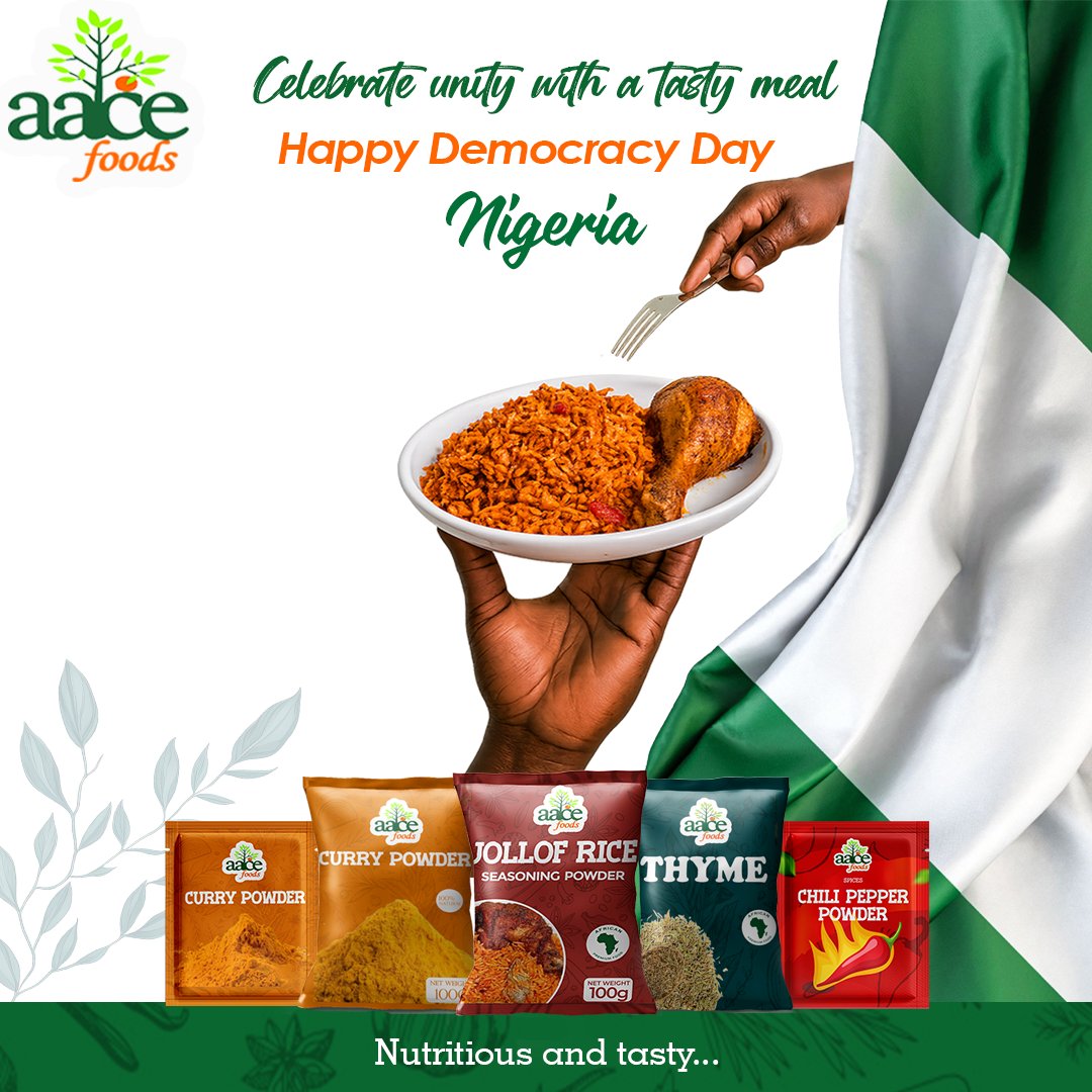 aacefoods's tweet image. This Democracy Day, let’s celebrate the strength of our unity with the rich, authentic taste of home. From our table to yours. Happy Democracy Day! 🍽️ #aacefoods #tasteofunity #democracyday