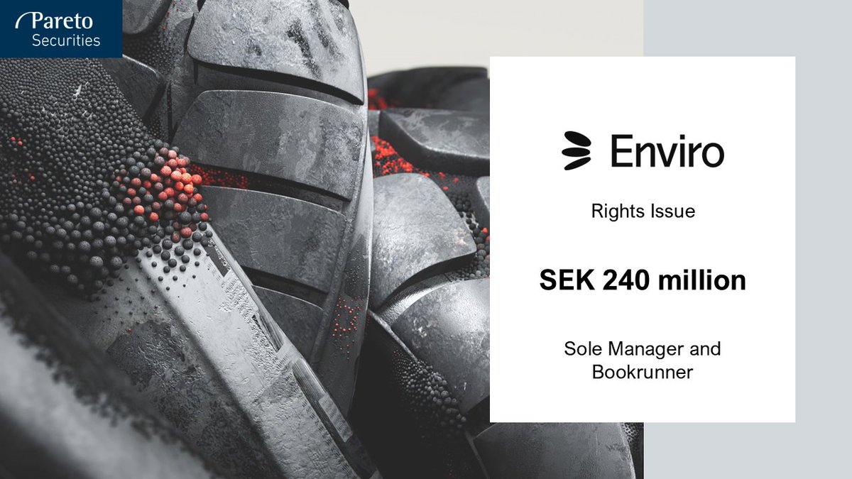 Pareto Securities acted as Sole Manager and Bookrunner in the SEK 240 million Rights Issue in Scandinavian Enviro Systems AB (publ). paretosec.com/what-we-do/cre…