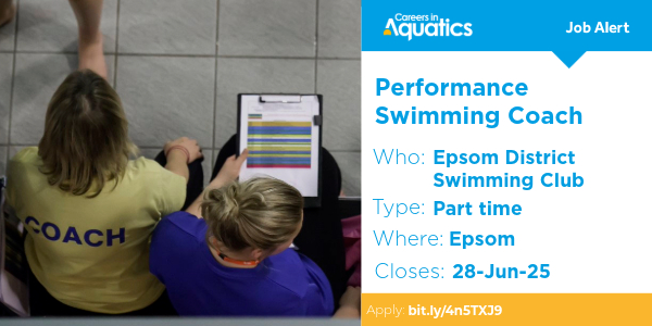 Job Alert | Performance Swimming Coach needed at Epsom District Swimming Club in Epsom.

Closes: 28 June 2025
Apply: bit.ly/4n5TXJ9