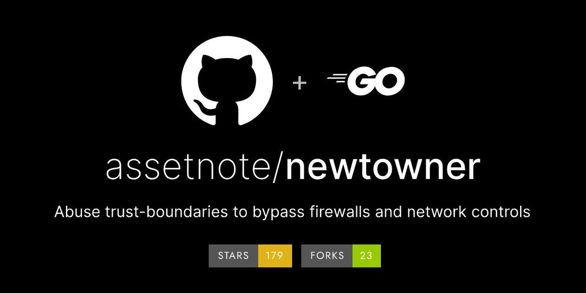 New tool drop by <a href="/assetnote/">Assetnote</a>! 🛠️

Some instances only accept incoming traffic from 'trusted' sources such as AWS, GitHub/GitLab CI, etc. Newtowner is a simple tool to help bypass these weak IP whitelisting rules! 😎

Check it out! 👇
github.com/assetnote/newt…