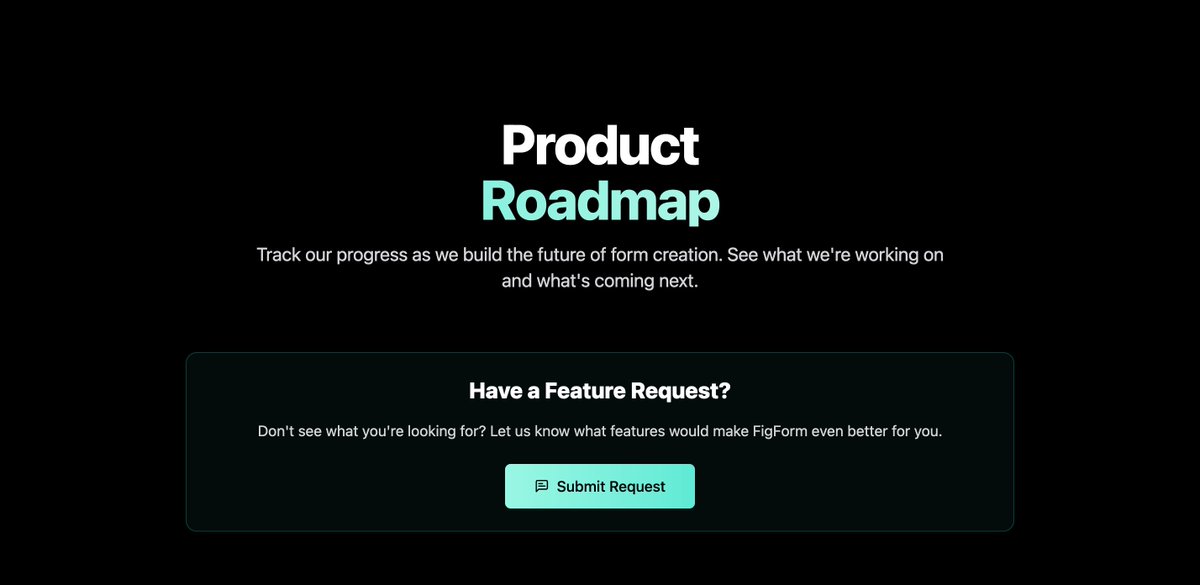 figform's tweet image. Still in beta, still free to try - and now with a new roadmap, feedback, and build-in-public pages.
FigForm is evolving fast.
Come see what's next (or suggest it yourself):
FigForm.io