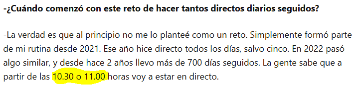 Primera pregunta, primera mentira.

Supongo que lo de "hora misco" en una entrevista quedaba raro.