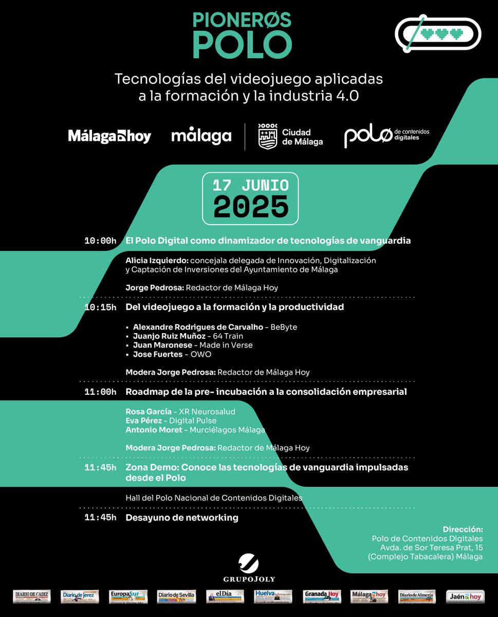 Conoce #startups del ecosistema #PoloDigitalMLG que están aplicando tecnologías del #videojuego a campos como la salud, la productividad o la formación 
Descubre a emprendedores destacados y prueba proyectos #tech en nuestra zona demo.

Inscríbete aquí: shre.ink/enyN