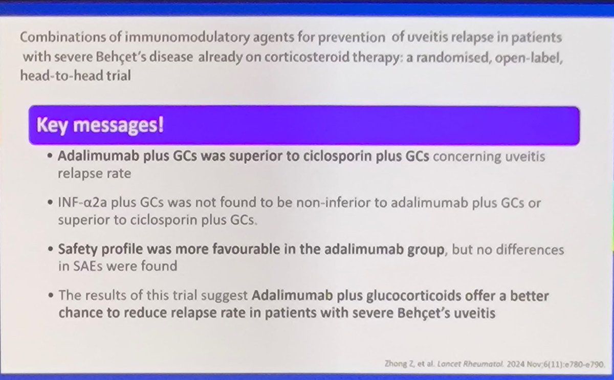 Reumasturias's tweet photo. #EULAR2025 #Day2 
Dr. Matteo Piga hace un gran repaso sobre Behçet y los últimos estudios publicados para su tratamiento por órgano afectado. 
🔸 Cuantificación daño sistémico. 
🔹Uveítis refractaria 
🔸 Af. Cutánea severa 
🔹 Aftosis oral 
⬇️
⬇️ https://t.co/X2D7XyIER6